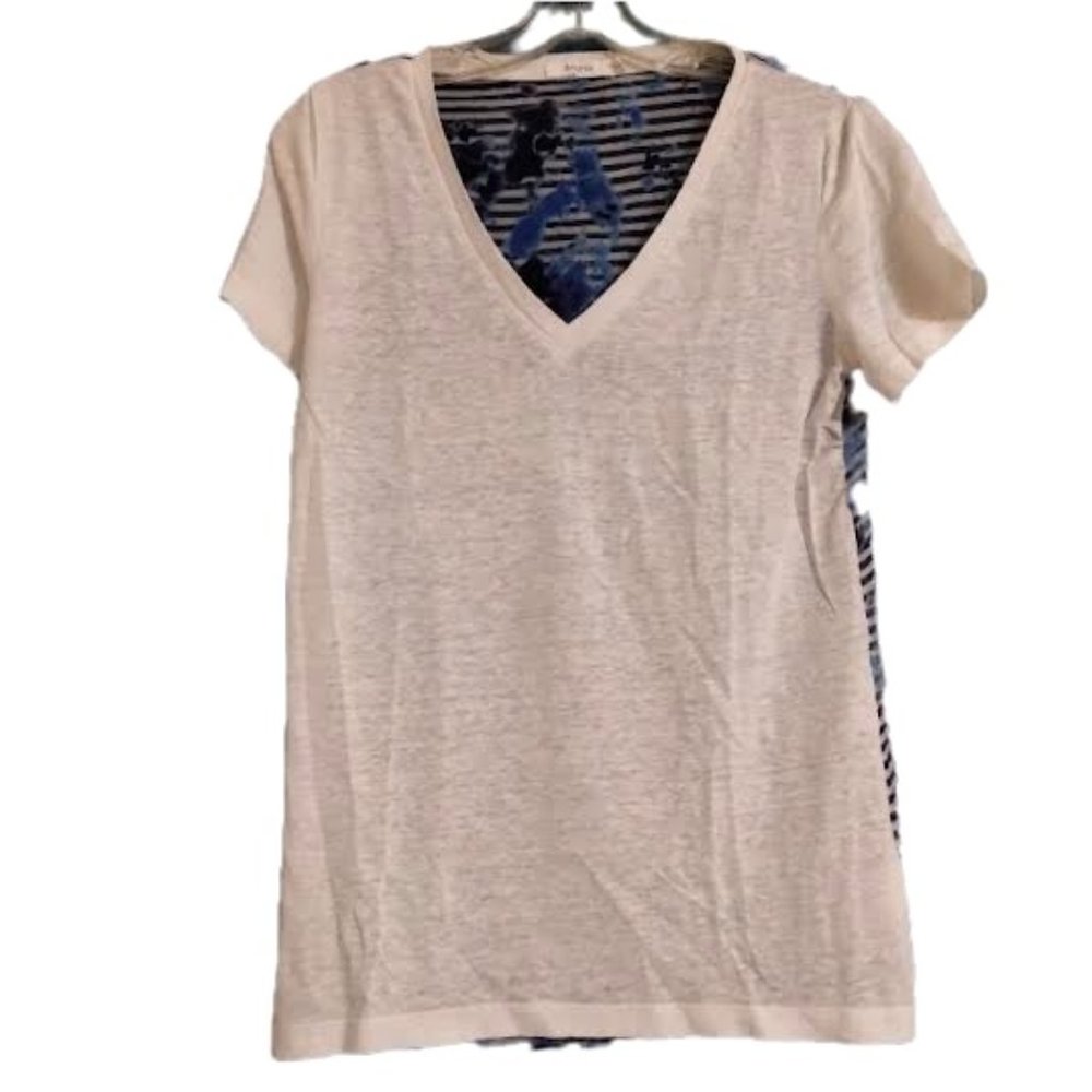 Anthropologie Bailey 44 **FLAWED** Size Small Silk Linen Blend V neck T-Shirt